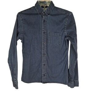 Old Navy Men's Chambray Denim Button Down‎ Shirt Men's XS Blue Long Sleeve Flex